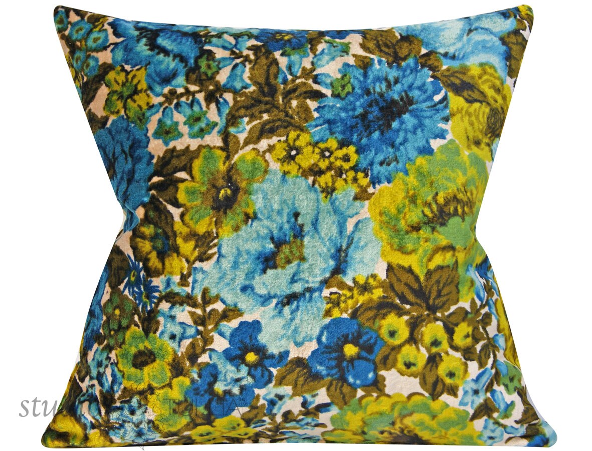 Vintage Velvet Pillow Cover 20 inch Floral botanical