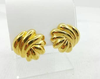 Premier Gold tone Clip Earrings High Fashion Designer