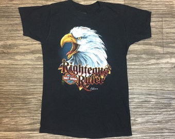 Items similar to Vintage 3D Emblem Harley Davidson T Shirt * Eagle ...