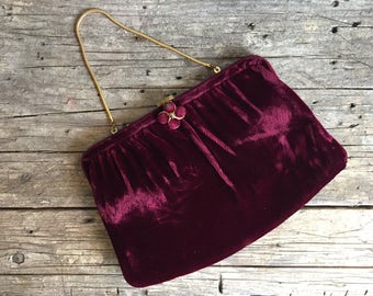 red velvet evening bag