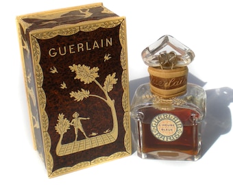 Rare Guerlain Perfume Scent 624 Baccarat Glass Bottle Paris France L'Heure Bleue 3oz with Original Packaging & Box 1950s Extrait