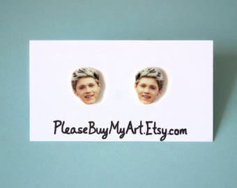 Niall Horan One Direction Celebrity Stud Earrings Post Earrings Funny Celeb Earrings Hollywood Jewelry Accessories Gift Idea