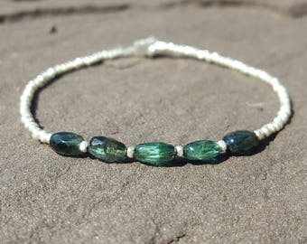 Blue Tourmaline Bracelet Indicolite Bracelets Beaded Bracelets October Birthstone Womens Jewelry Girlfriend Gift Wife Gift Blue Gemstone