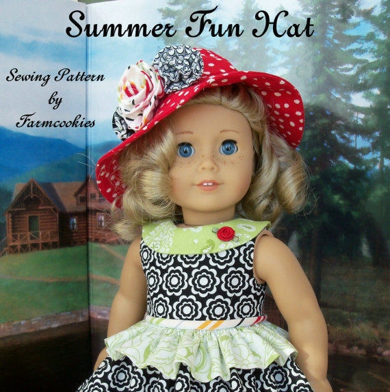 PRINTED Sewing Pattern for American Girl Dolls: Summer Fun HAT ONLY / Sewing Pattern for 18" Dolls