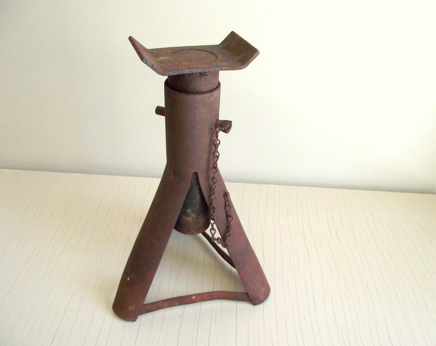 Vintage Jack Stand , Adjustable Metal Trailer Jack , Rustic Industrial Decor , Vintage