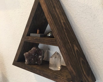 Wood Pyramid/Triangle Shelf (Dark Walnut)