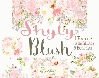 Blush Flower Clipart roses,flower roses clipart,sage and blush peony clipart, sage and blush roses clipart,clipart roses,Watercolor Clipart