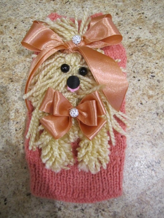 Items similar to Dog Sweater peach with yorkie By Nina's Couture Closet