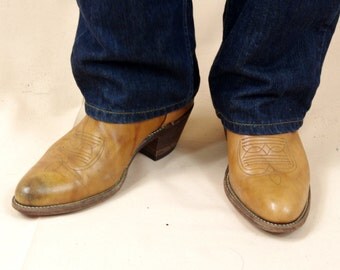 80s Mens Frye Boots * Tan Leather Frye Boots * Mens Cowboy Boots * Tan Western Boots * Leather Campus Boots * Frye Cowboy Boots * Size 10 D