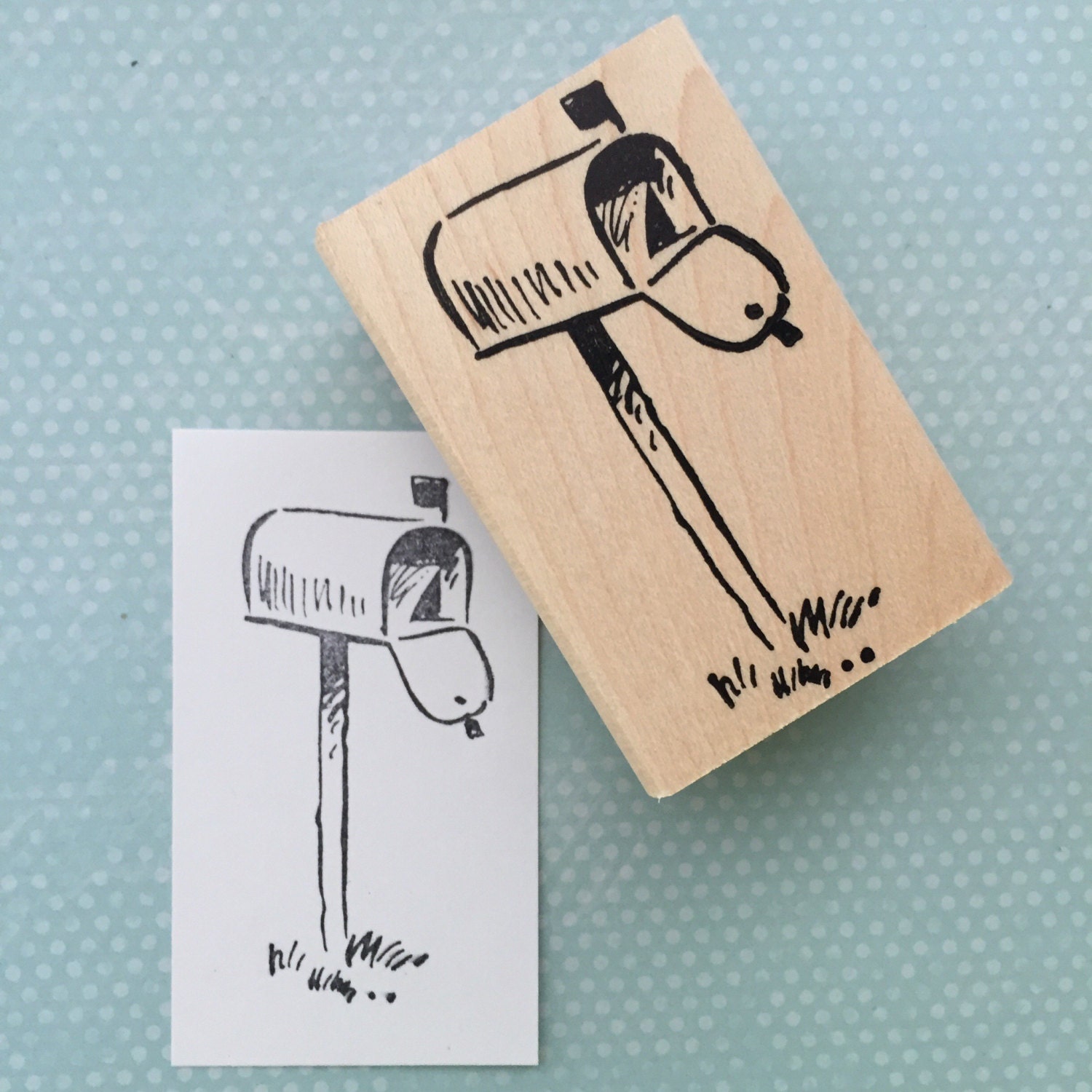 Open Mailbox Rubber Stamp from 100ProofPress on Etsy Studio
