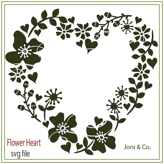 Flower Heart Wreath svg Valentine svg Wedding svg vinyl