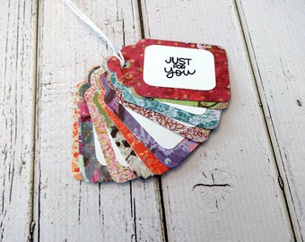 Gift Tags, Gift Tag Set, Assorted Tags, Paper Tags, Party Tags, Hang Tags, Set of 12 Tags, 12 Medium Tags, Birthday Tags, Just For You Tags