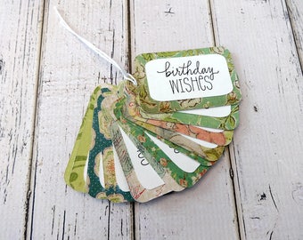 Gift Tags, Gift Tag Set, Assorted Tags, Party Tags, Paper Tags, Birthday Gift Tags, Hanging Tags, Set of 12 Medium Tags, Birthday Wishes