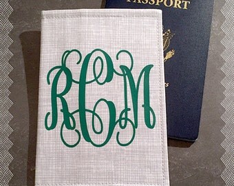 Monogrammed Passport Cover Vine Font Monogram Destination Wedding Bridesmaid Maid of Honor Gift International Travel Wallet Graduation Gift