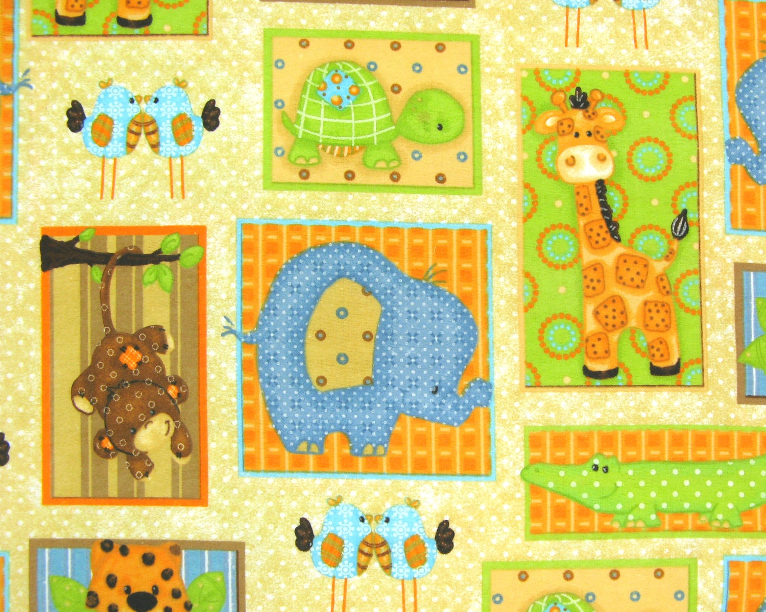 Flannel Fabric By The Yard In A Fun Baby Animal Jungle Print 1