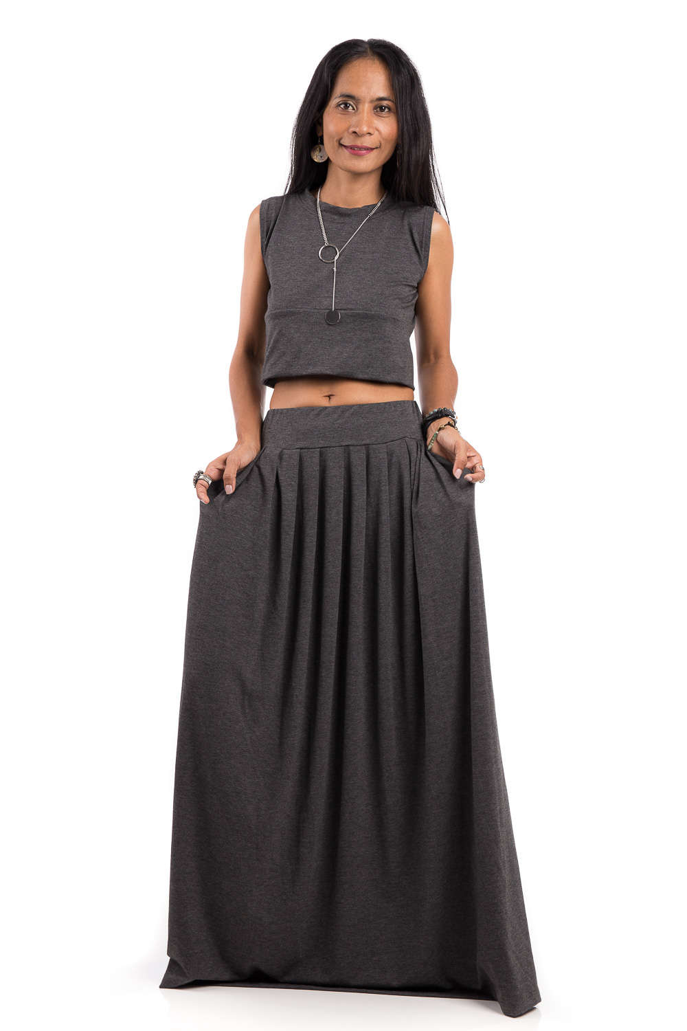 Maxi Skirt Grey Skirt Long Top Grey Skirt : Urban Chic