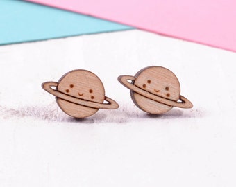 Planet Earrings / Kawaii Earrings / Space Earrings / Saturn Stud Earrings / Cute Earrings