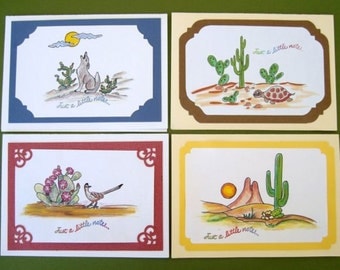 Note cards, blank note cards, Southwestern note cards, set of 4 cards