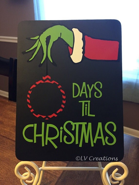 Grinch Christmas Chalkboard Countdown Board Days til by llsocia