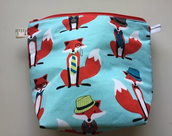 Serious Foxes Sock Wedge Zippered Pouch Project Bag In Stock, Ready to Ship