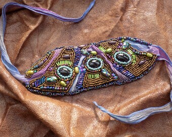 Silk and Scarabs Bead Embroidery Cuff