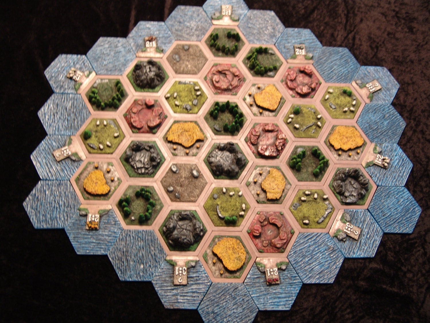 Hand Designed Crafted and Painted 3D Settlers of Catan Tiles