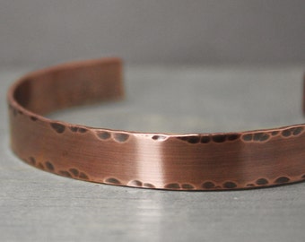 Men's Copper Cuff, 3/8 Inch Cuff, Men's Distressed Cuff, Distressed Copper Cuff, Cuff For Guy, Gift For Him, Gift For Dad, Hand Stamped Cuff
