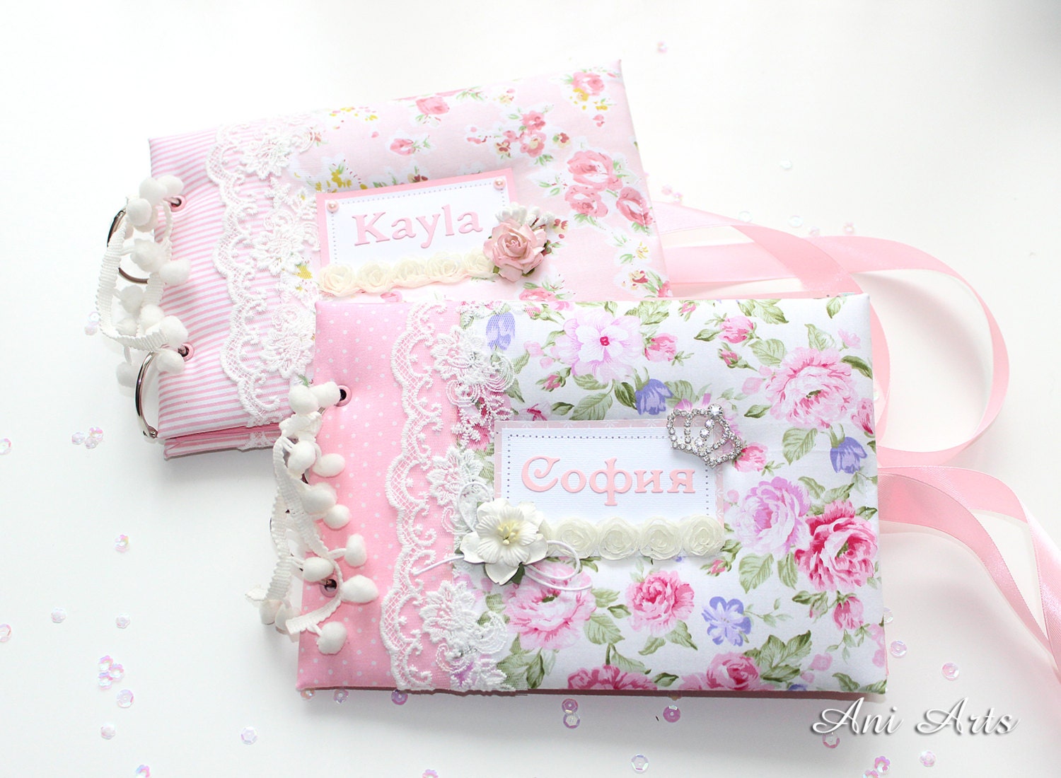 First Year Baby Album Pink Baby Girls Photo Album Baby by AniArts