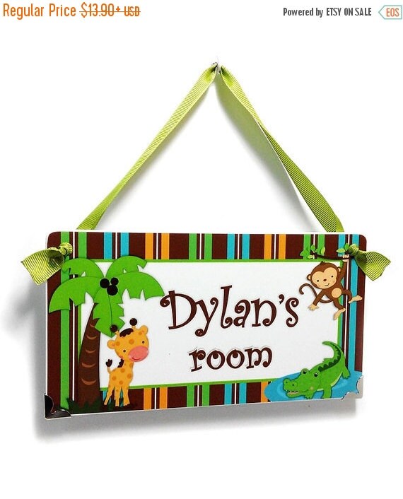 jungle animals kids bedroom door sign monkey by kasefazem on Etsy