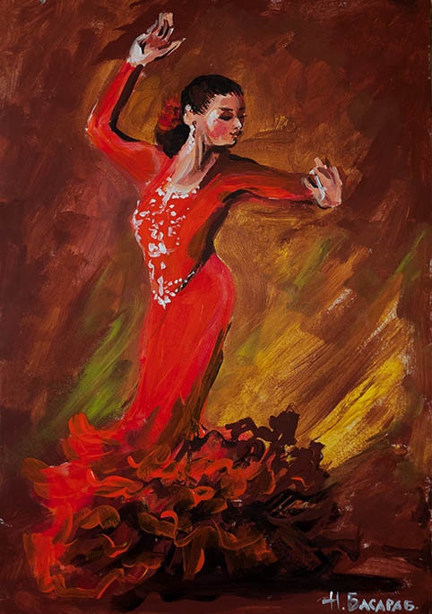 Dancer. Spanish Flamenco Dancer Acrylic painting by Ukrainian