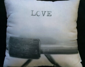 Black and White Love Smith-Corona Typewriter Pillow