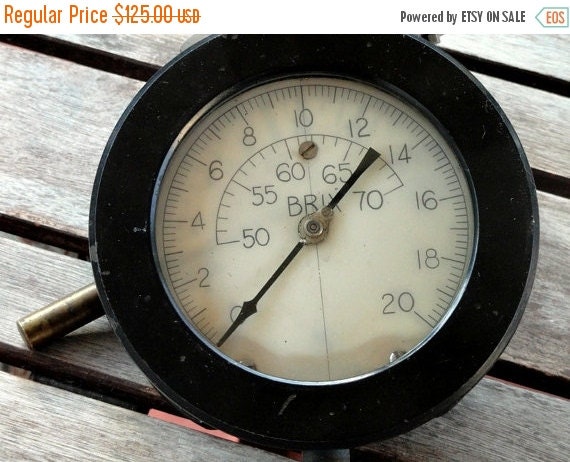 Sale Vintage Industrial Pressure Gauge Black by RustbeltTreasures