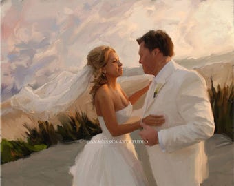 Wedding Gift - Anniversary Gift - Wedding Portrait - Custom Portrait - Custom Painting - 16x20 Reserved for Hasib