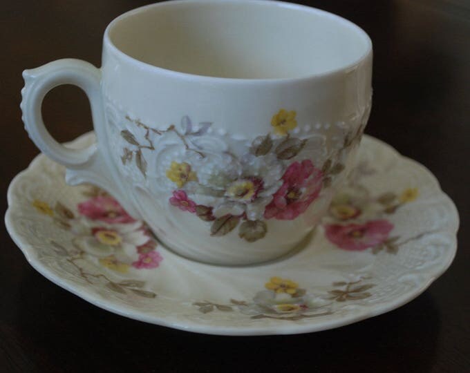 Hohenberg Bavaria - tea cup and saucer - Flora Apple Blosson Vintage - Shabby Chic pink green