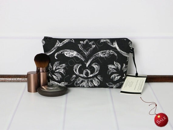 black quilted makeup bag