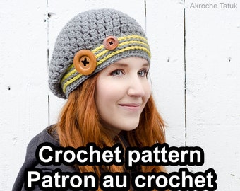 Ekinox hat. Crochet hat and cowl pattern by Akroche Tatuk (PDF ONLY)