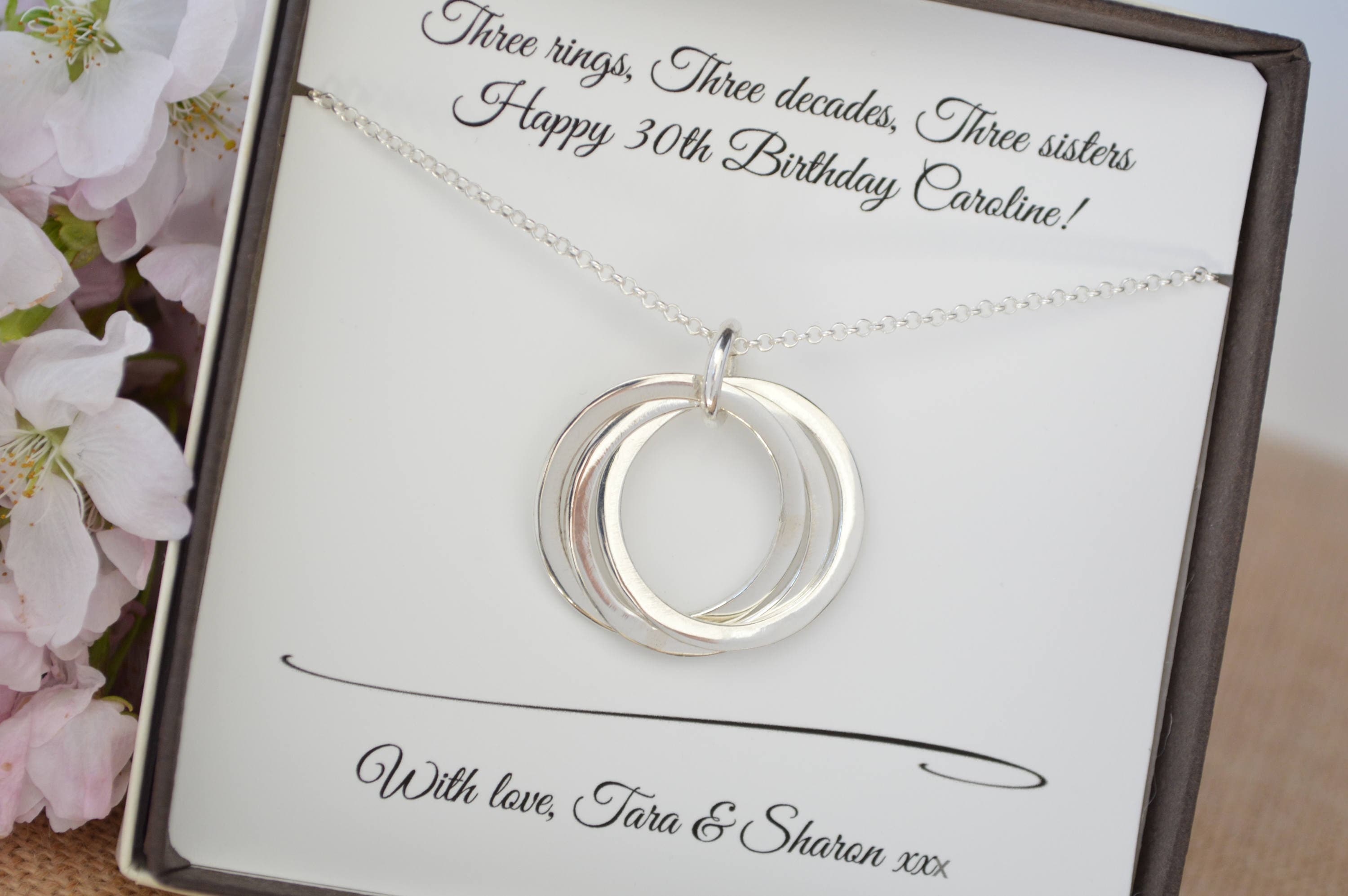 Three sisters necklace, 30th Birthday gift for her, Gift ...