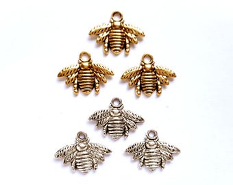 10 Antique Gold/Antique Silver Bee Charms - 30-1