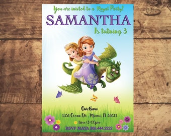 SOFIA THE FIRST Birthday invitation, Disney Junior, disney princess, printable, Invitacion, invitation d'anniversaire, invito compleanno