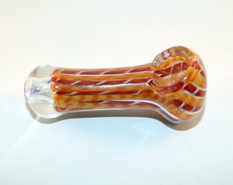 3 3/4 Red & Orange Color Swirl Gass Pipe