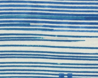 Nani Iro Double Cotton Gauze Saaaa Saaaa Rondo Kokka Cobalt Blue Stripe Made in Japan Blue and White Sripes Japanese Fabric