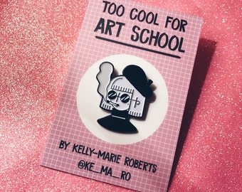 Too Cool for Art School Pin - Soft Enamel Pin - Artist - Beatnik - Cigarette - Lapel Pin