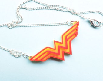 Wonder Woman Necklace Acrylic Comic Book Pendant