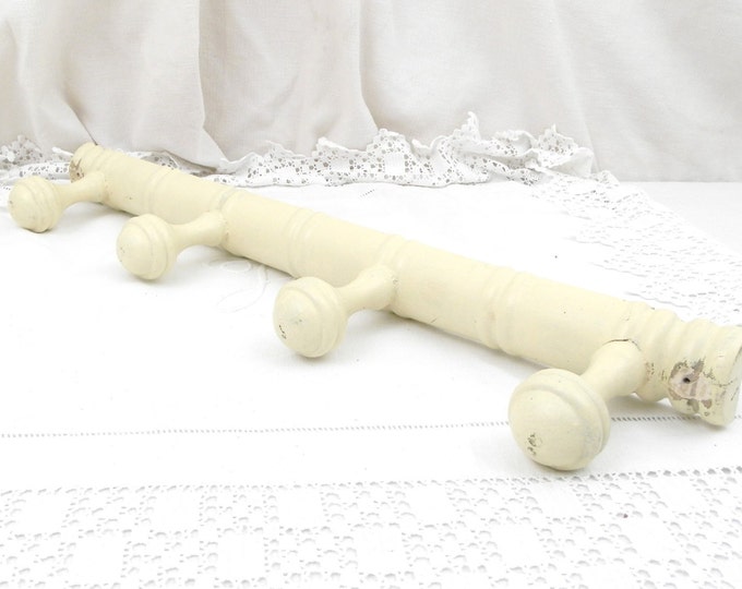 Antique French Traditional Wooden Off White Faux Bamboo Hat Rack, Coat Rack / Hook, Cottage Decor, French Country Decor, Retro, Rustic