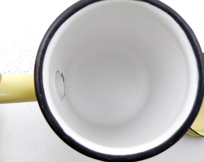 Vintage French Mid Century 1960s Buttercup Yellow Enamelware Coffee Pot, Cafetière, Retro, Vintage, Home, Kitchen, Enamel from France