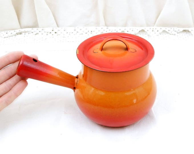 Vintage French Bright Orange Enamelware Pot Belly Pan with Lid, Enamel Sauce Pan, Cooking Pot, 1960s Retro, Kitchen, Interior, Kitchenware Vintage French Bright Orange Enamelware Pot Belly Pan with Lid, Enamel Sauce Pan, Cooking Pot, 1960s Retro, Kitchen, Interior, Kitchenware