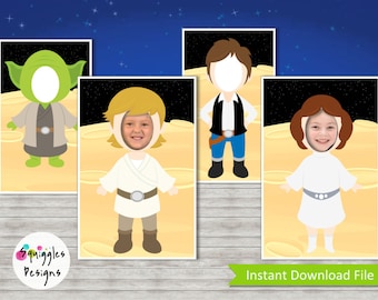 Star Wars Photo Booth Props (includes Luke Skywalker, Han Solo, Yoda & Princess Leia) - Digital Files
