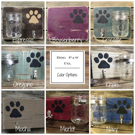 Leash & Treat Holder Barnwood Mason Jar Hook Distressed Wood