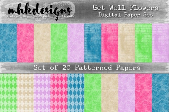 Get Well Flowers Digital Paper Pack