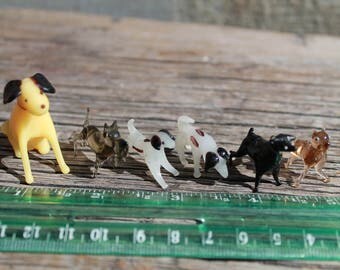 Vintage Miniature Dogs, Glass Dog Figurine Set, Lampwork Puppy Deco, Tiny Dog, Tiny Puppy, Fairy Garden, Terrarium Decoration, Spun Glass
